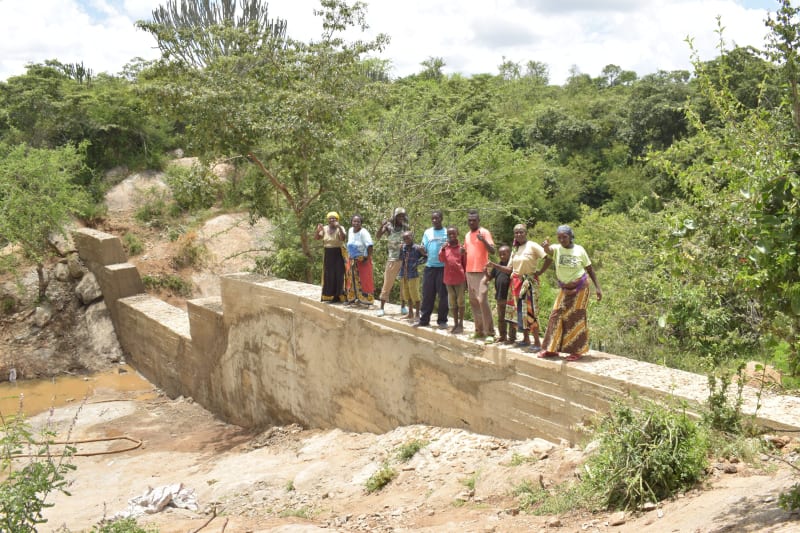 Twone Mbee Wasya wa Mavalani self-help group on top of their sand dam in southeast Kenya